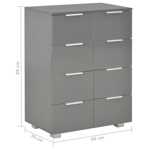 Μπουφές Ψηλός Γυαλιστερός Γκρι 60x35x80 εκ. Επεξ. Ξύλο - PAKOBAZAAR