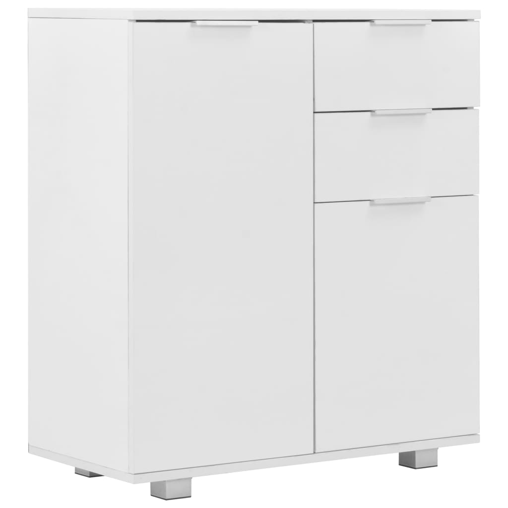 Μπουφές Ψηλός Γυαλιστερός Λευκός 71x35x80εκ. Επεξεργασμένο Ξύλο - PAKOBAZAAR