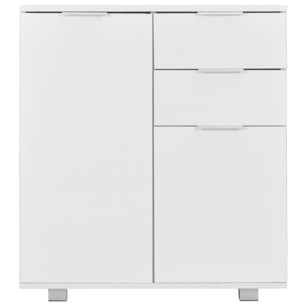Μπουφές Ψηλός Γυαλιστερός Λευκός 71x35x80εκ. Επεξεργασμένο Ξύλο - PAKOBAZAAR