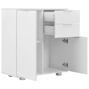 Μπουφές Ψηλός Γυαλιστερός Λευκός 71x35x80εκ. Επεξεργασμένο Ξύλο - PAKOBAZAAR