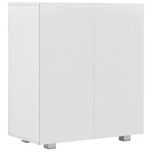 Μπουφές Ψηλός Γυαλιστερός Λευκός 71x35x80εκ. Επεξεργασμένο Ξύλο - PAKOBAZAAR
