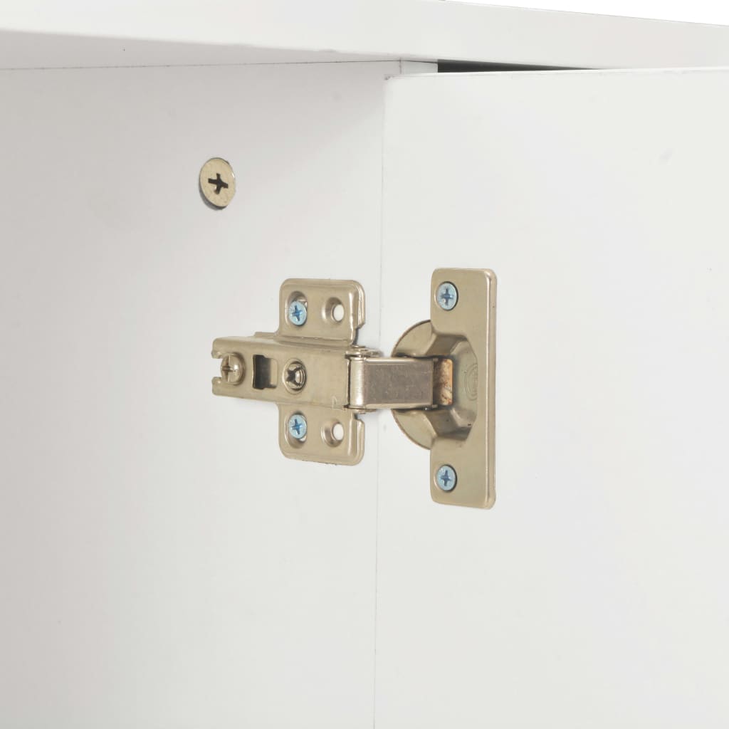 Μπουφές Ψηλός Γυαλιστερός Λευκός 71x35x80εκ. Επεξεργασμένο Ξύλο - PAKOBAZAAR