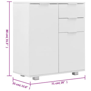 Μπουφές Ψηλός Γυαλιστερός Λευκός 71x35x80εκ. Επεξεργασμένο Ξύλο - PAKOBAZAAR