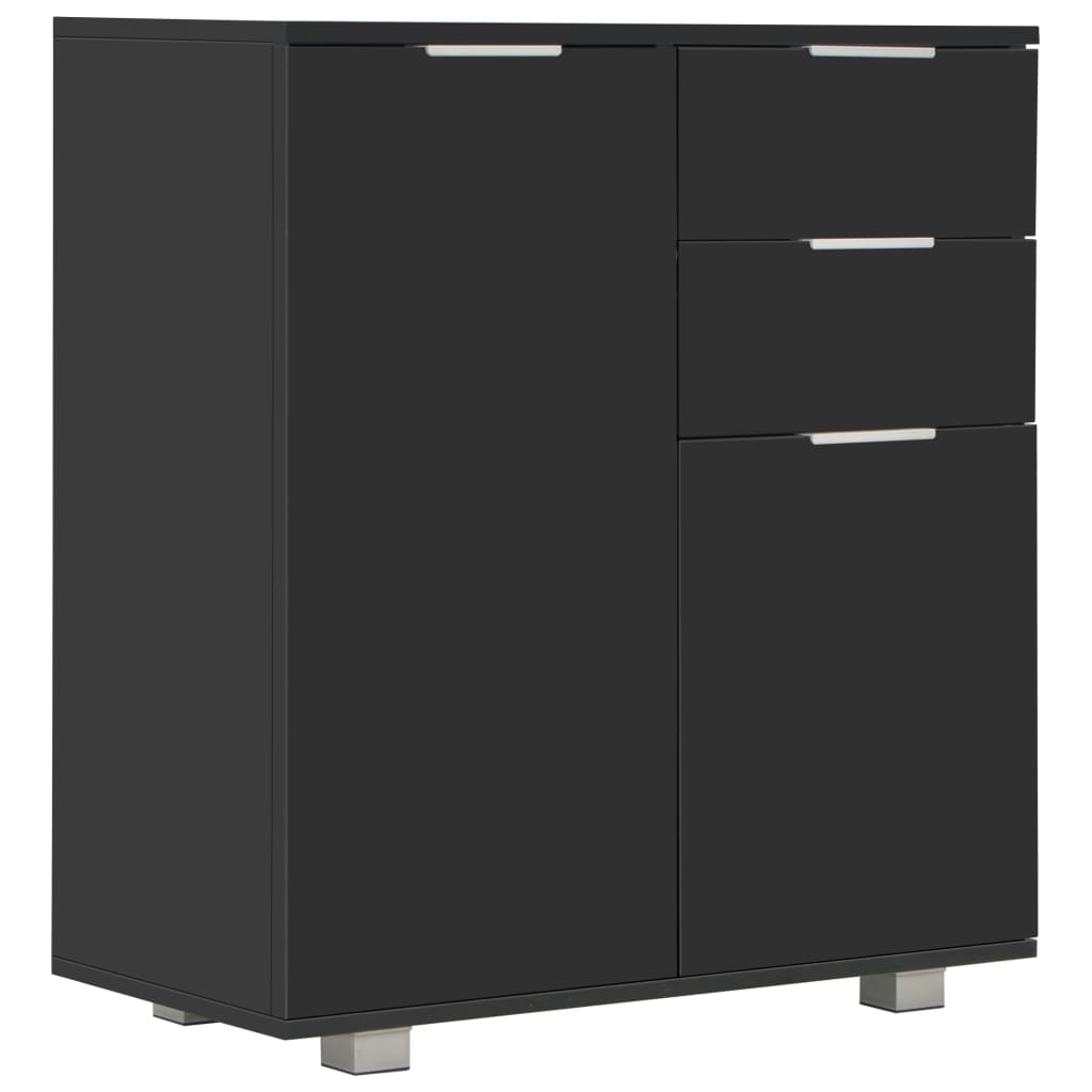 Μπουφές Ψηλός Γυαλιστερός Μαύρος 71x35x80εκ. Επεξεργασμένο Ξύλο - PAKOBAZAAR
