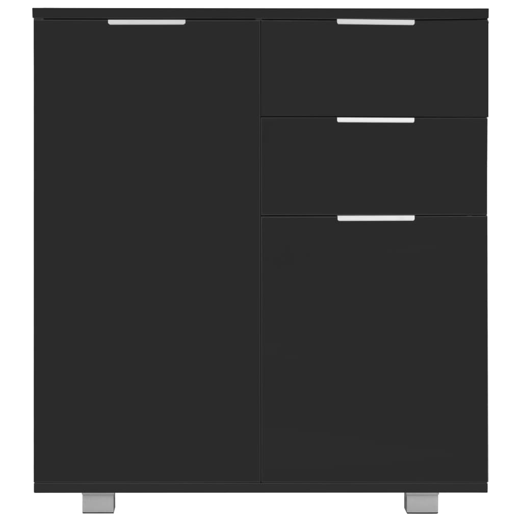 Μπουφές Ψηλός Γυαλιστερός Μαύρος 71x35x80εκ. Επεξεργασμένο Ξύλο - PAKOBAZAAR