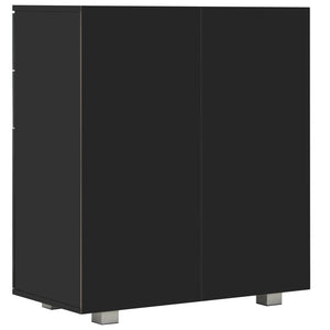 Μπουφές Ψηλός Γυαλιστερός Μαύρος 71x35x80εκ. Επεξεργασμένο Ξύλο - PAKOBAZAAR