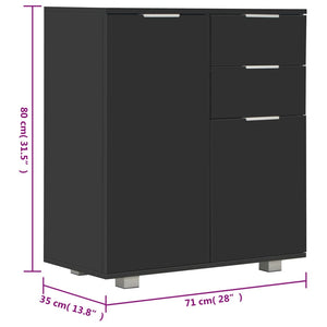 Μπουφές Ψηλός Γυαλιστερός Μαύρος 71x35x80εκ. Επεξεργασμένο Ξύλο - PAKOBAZAAR