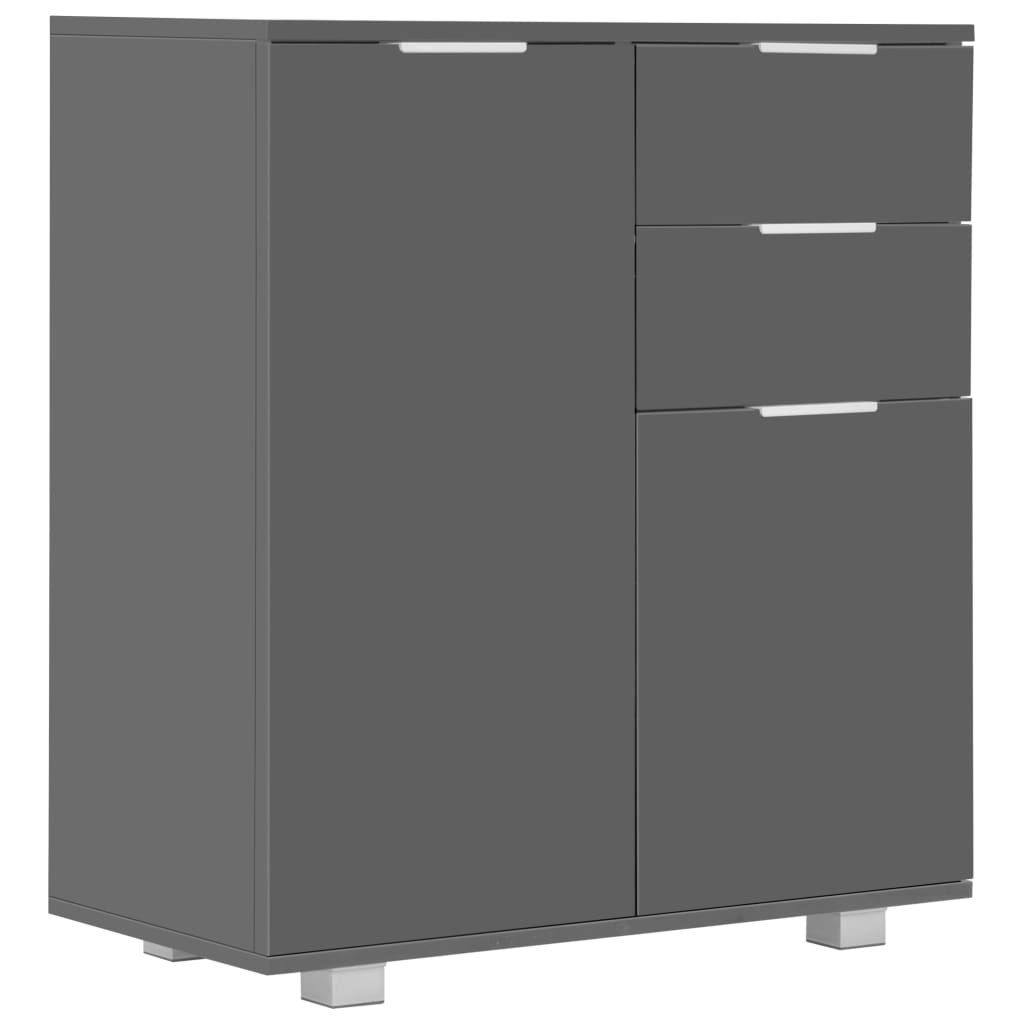 Μπουφές Ψηλός Γυαλιστερός Γκρι 71x35x80 εκ. Επεξεργασμένο Ξύλο - PAKOBAZAAR