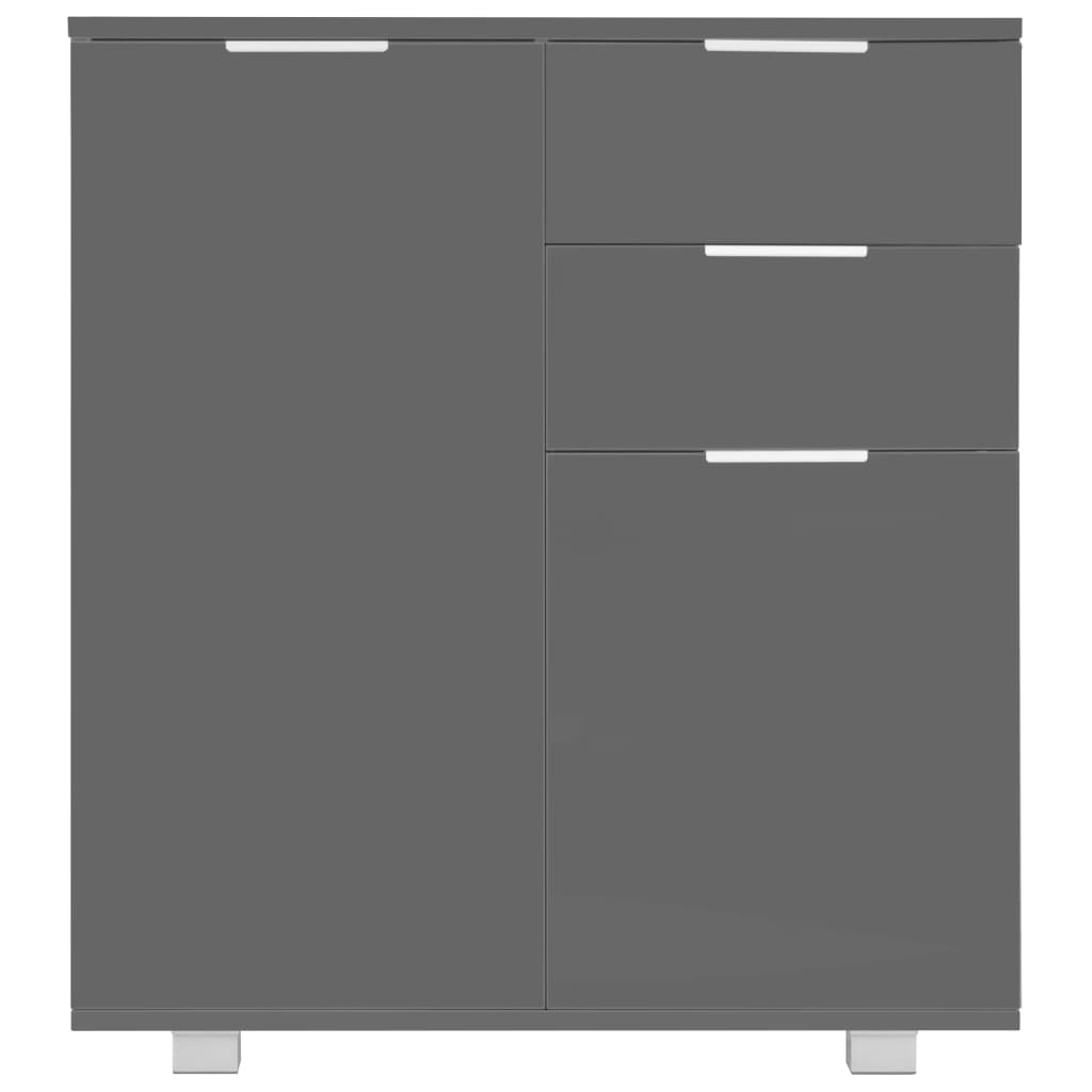 Μπουφές Ψηλός Γυαλιστερός Γκρι 71x35x80 εκ. Επεξεργασμένο Ξύλο - PAKOBAZAAR