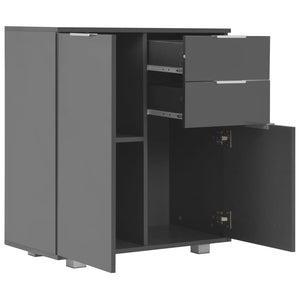 Μπουφές Ψηλός Γυαλιστερός Γκρι 71x35x80 εκ. Επεξεργασμένο Ξύλο - PAKOBAZAAR