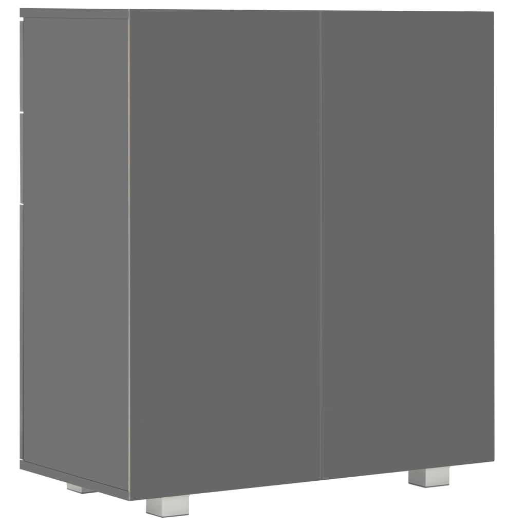 Μπουφές Ψηλός Γυαλιστερός Γκρι 71x35x80 εκ. Επεξεργασμένο Ξύλο - PAKOBAZAAR