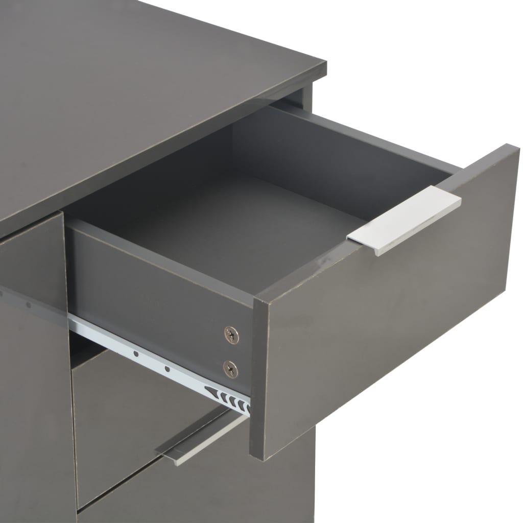 Μπουφές Ψηλός Γυαλιστερός Γκρι 71x35x80 εκ. Επεξεργασμένο Ξύλο - PAKOBAZAAR