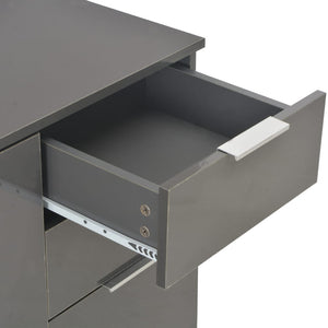 Μπουφές Ψηλός Γυαλιστερός Γκρι 71x35x80 εκ. Επεξεργασμένο Ξύλο - PAKOBAZAAR