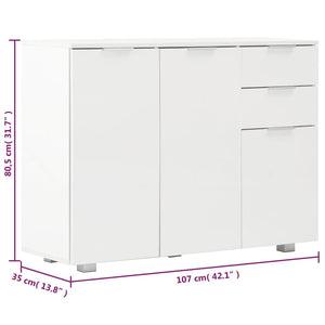 Μπουφές Γυαλιστερός Λευκός 107x35x80,5 εκ. - PAKOBAZAAR