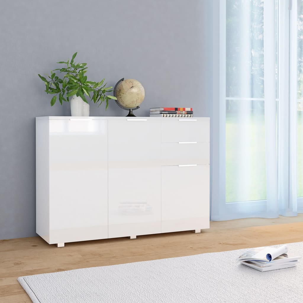Μπουφές Γυαλιστερός Λευκός 107x35x80,5 εκ. - PAKOBAZAAR