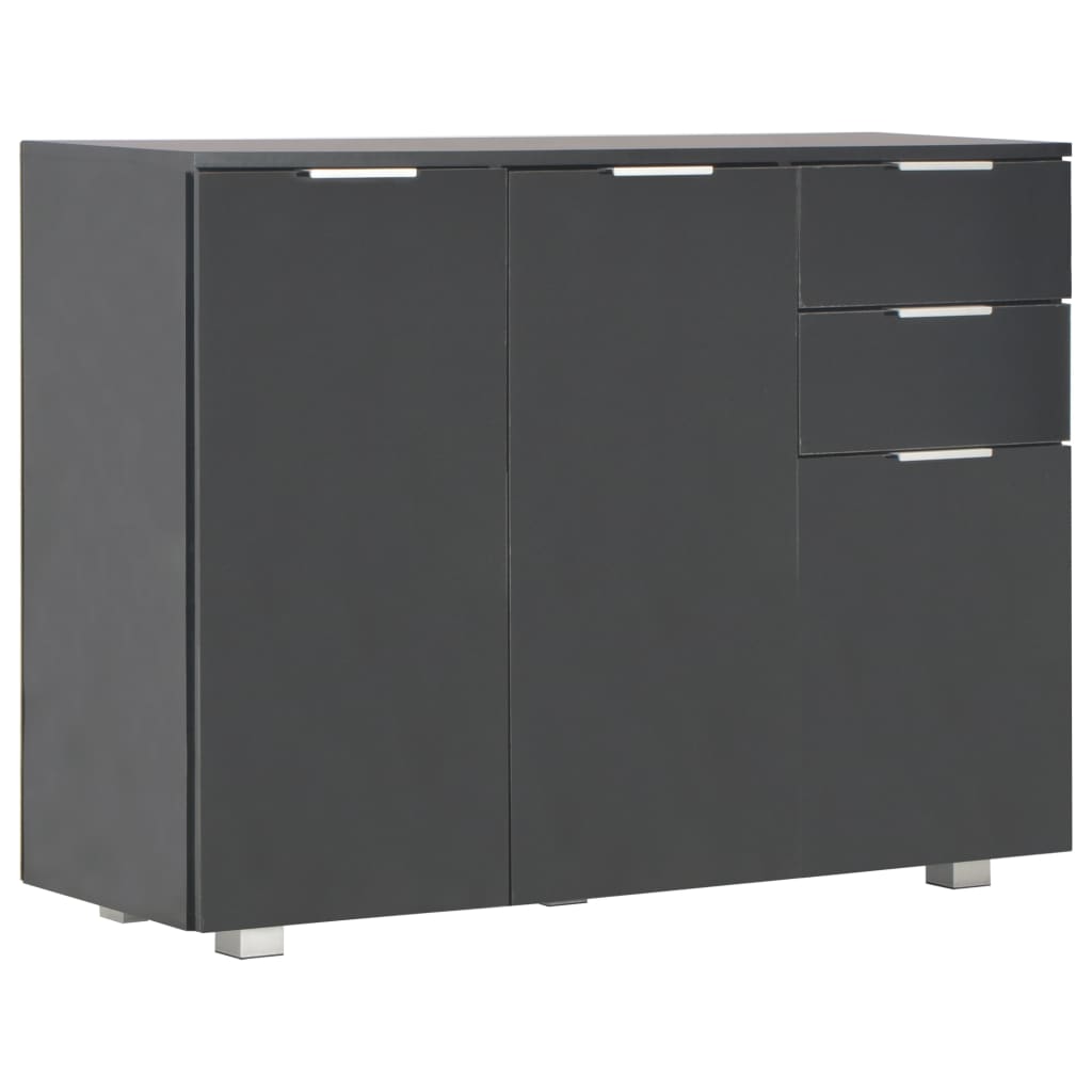 Μπουφές Γυαλιστερός Μαύρος 107x35x80,5 εκ. - PAKOBAZAAR