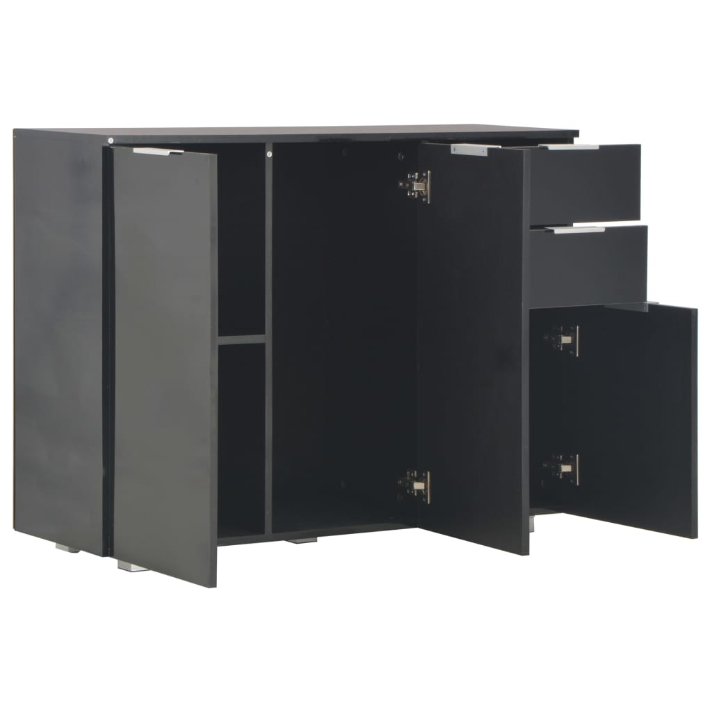 Μπουφές Γυαλιστερός Μαύρος 107x35x80,5 εκ. - PAKOBAZAAR