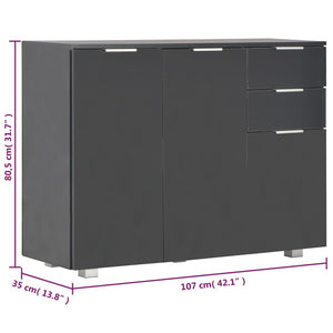 Μπουφές Γυαλιστερός Μαύρος 107x35x80,5 εκ. - PAKOBAZAAR