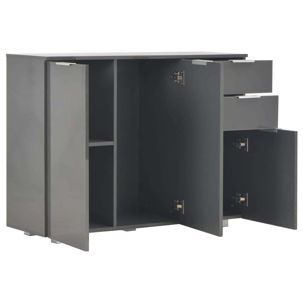 Μπουφές Γυαλιστερός Γκρι 107x35x80,5 εκ. - PAKOBAZAAR