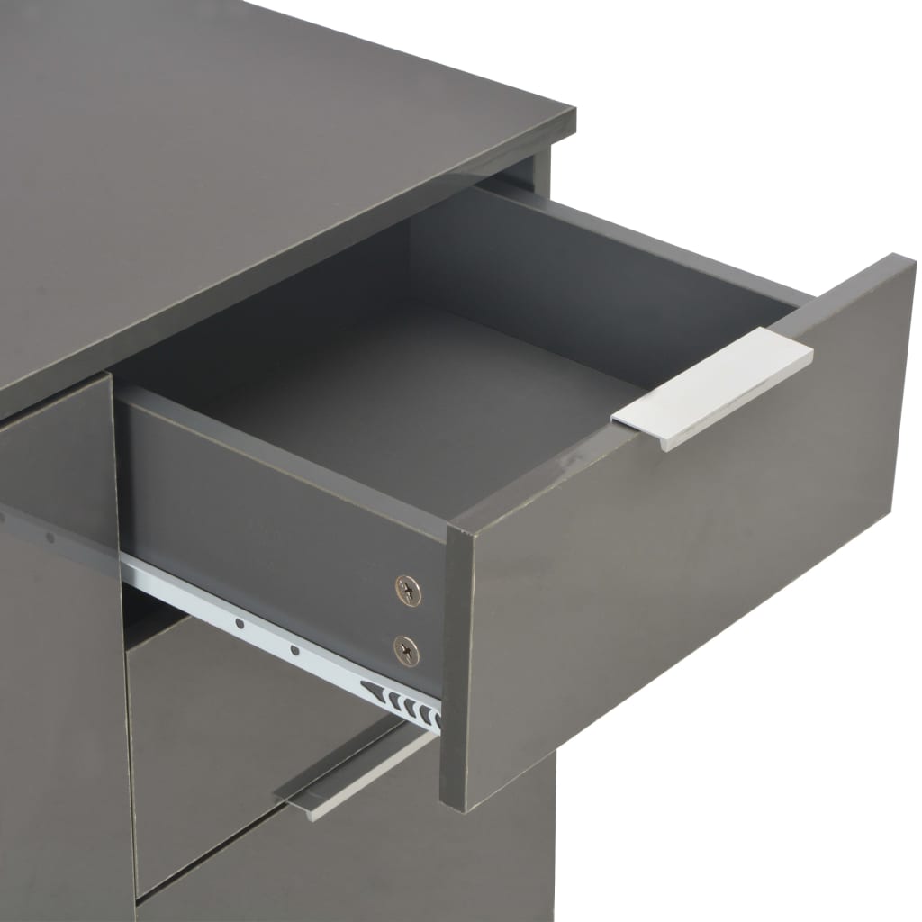 Μπουφές Γυαλιστερός Γκρι 107x35x80,5 εκ. - PAKOBAZAAR