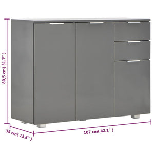 Μπουφές Γυαλιστερός Γκρι 107x35x80,5 εκ. - PAKOBAZAAR
