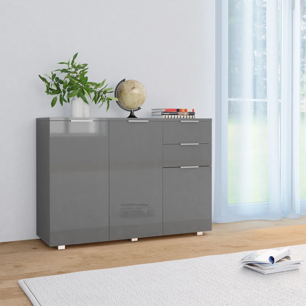 Μπουφές Γυαλιστερός Γκρι 107x35x80,5 εκ. - PAKOBAZAAR