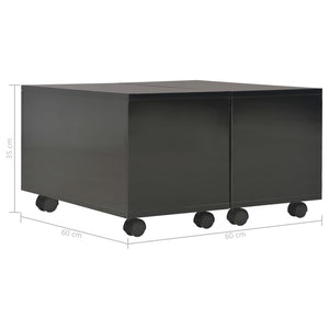 Τραπεζάκι Σαλονιού Γυαλιστερό Μαύρο 60x60x35 εκ. Επεξ. Ξύλο - PAKOBAZAAR