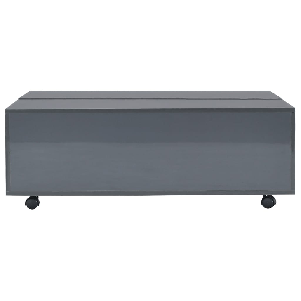 Τραπεζάκι Σαλονιού Γυαλιστερό Γκρι 100 x 100 x 35 εκ. - PAKOBAZAAR