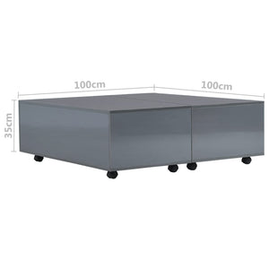 Τραπεζάκι Σαλονιού Γυαλιστερό Γκρι 100 x 100 x 35 εκ. - PAKOBAZAAR