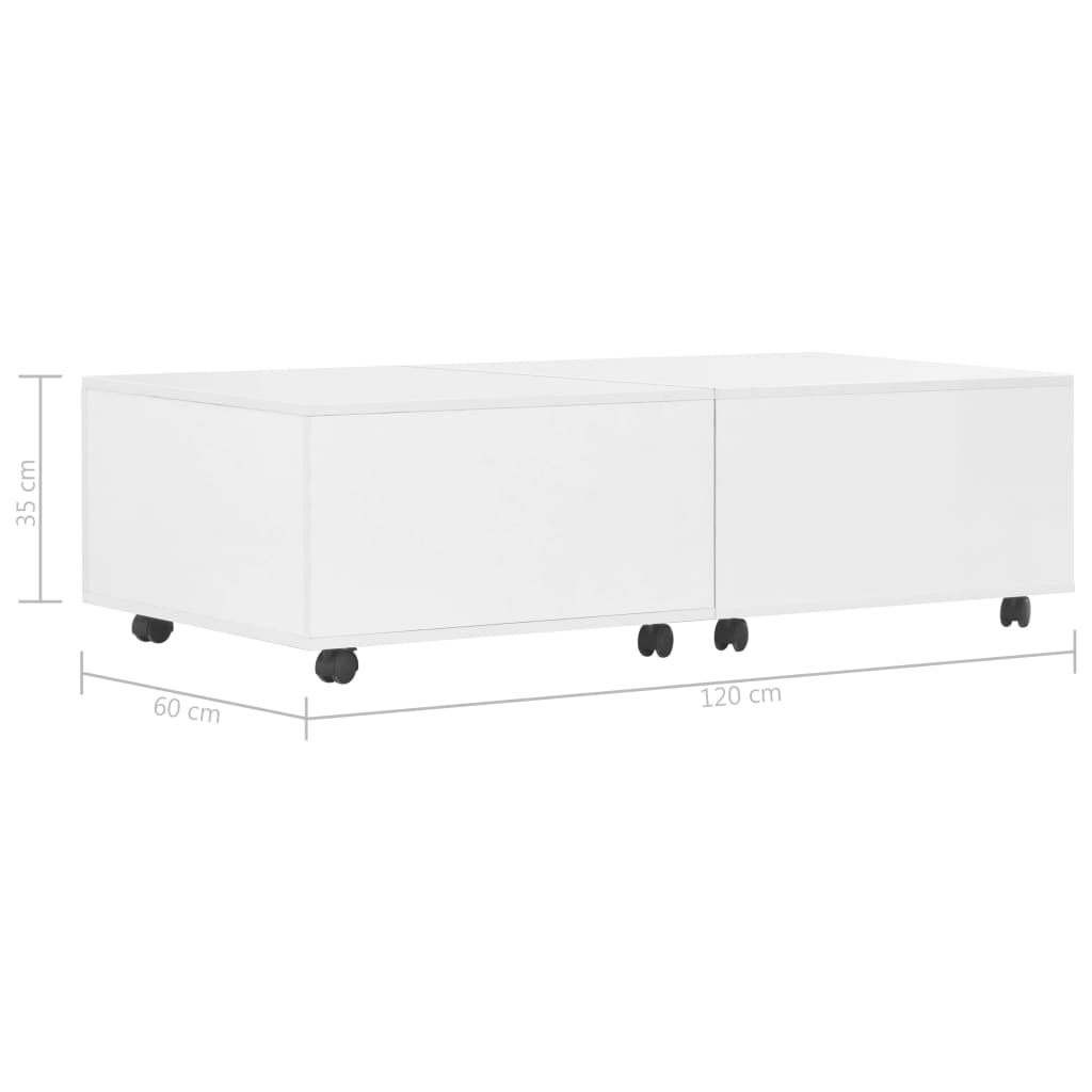 Τραπεζάκι Σαλονιού Γυαλιστερό Λευκό 120 x 60 x 35 εκ. - Pakobazaar
