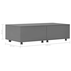Τραπεζάκι Σαλονιού Γυαλιστερό Γκρι 120 x 60 x 35 εκ. - Pakobazaar