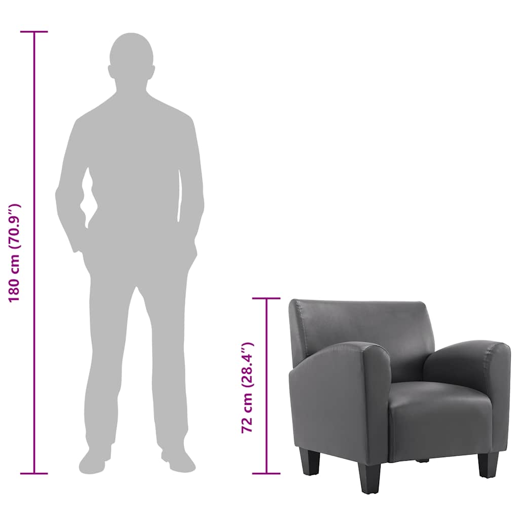 Πολυθρόνα Γκρι από Συνθετικό Δέρμα - PAKOBAZAAR