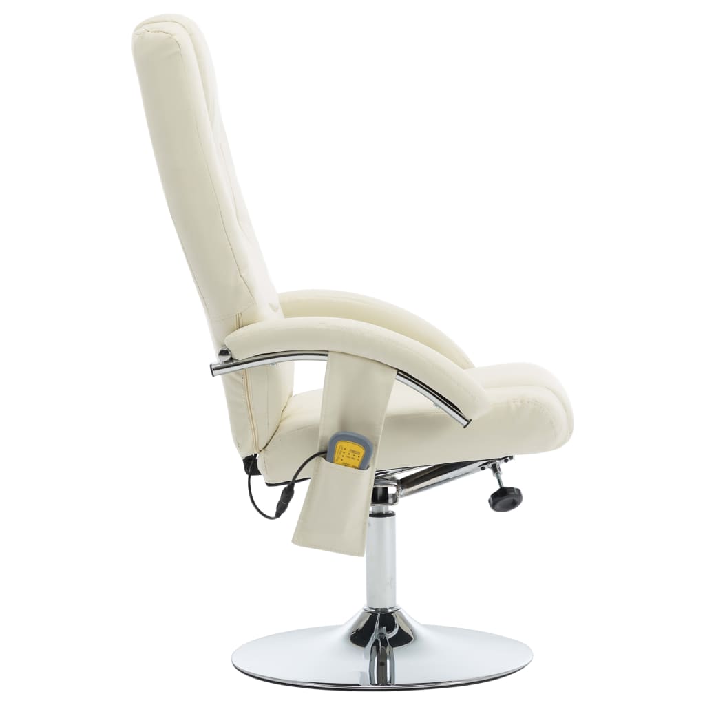 Πολυθρόνα Μασάζ Λευκή από Συνθετικό Δέρμα με Υποπόδιο