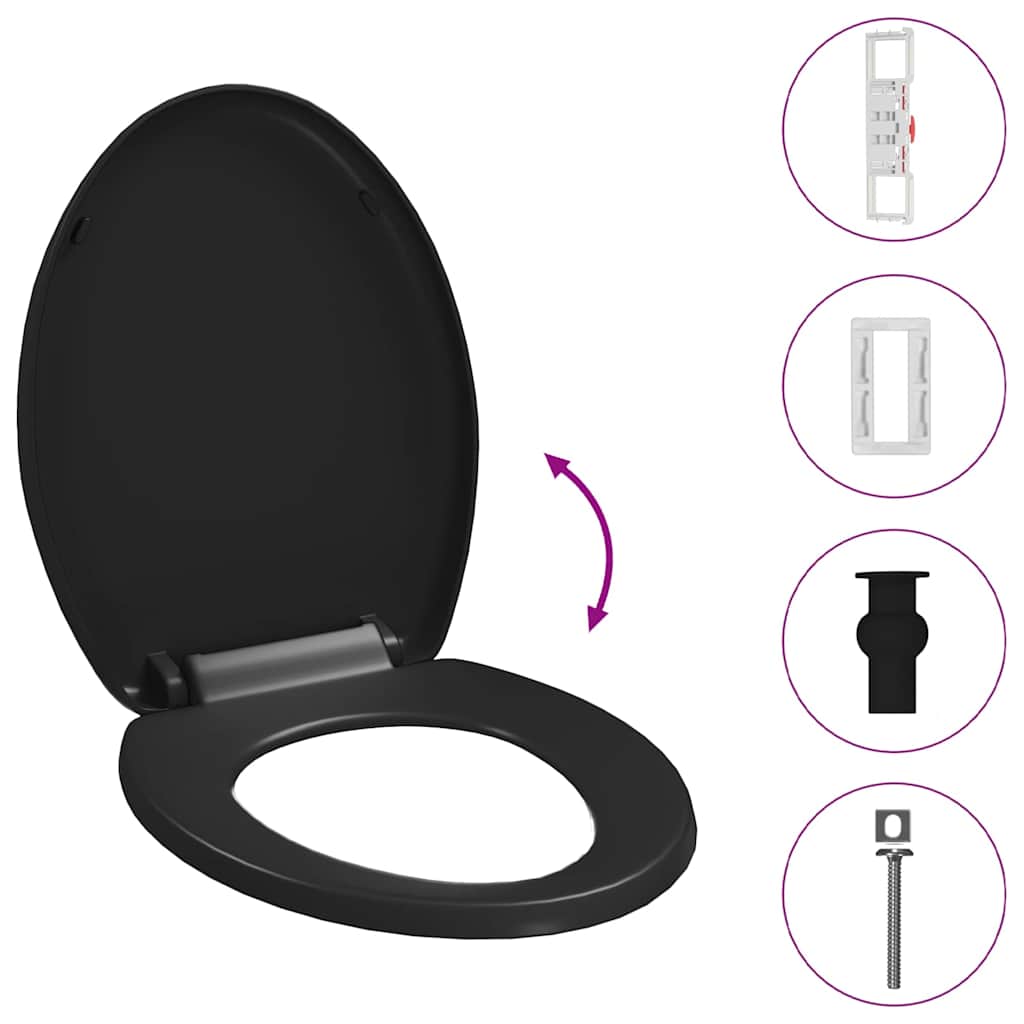 Κάλυμμα Λεκάνης με Soft Close & Quick Release Μαύρο - PAKOBAZAAR