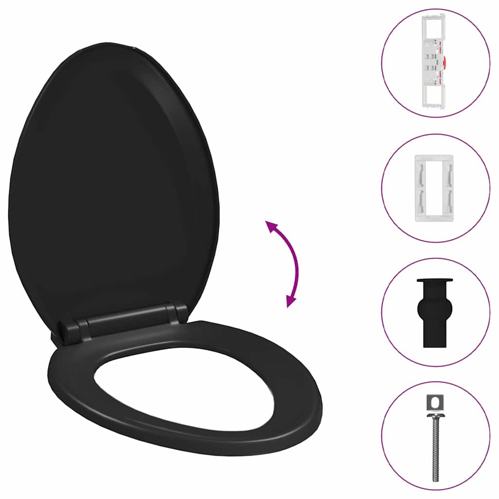Κάλυμμα Λεκάνης με Soft Close & Quick Release Μαύρο - PAKOBAZAAR