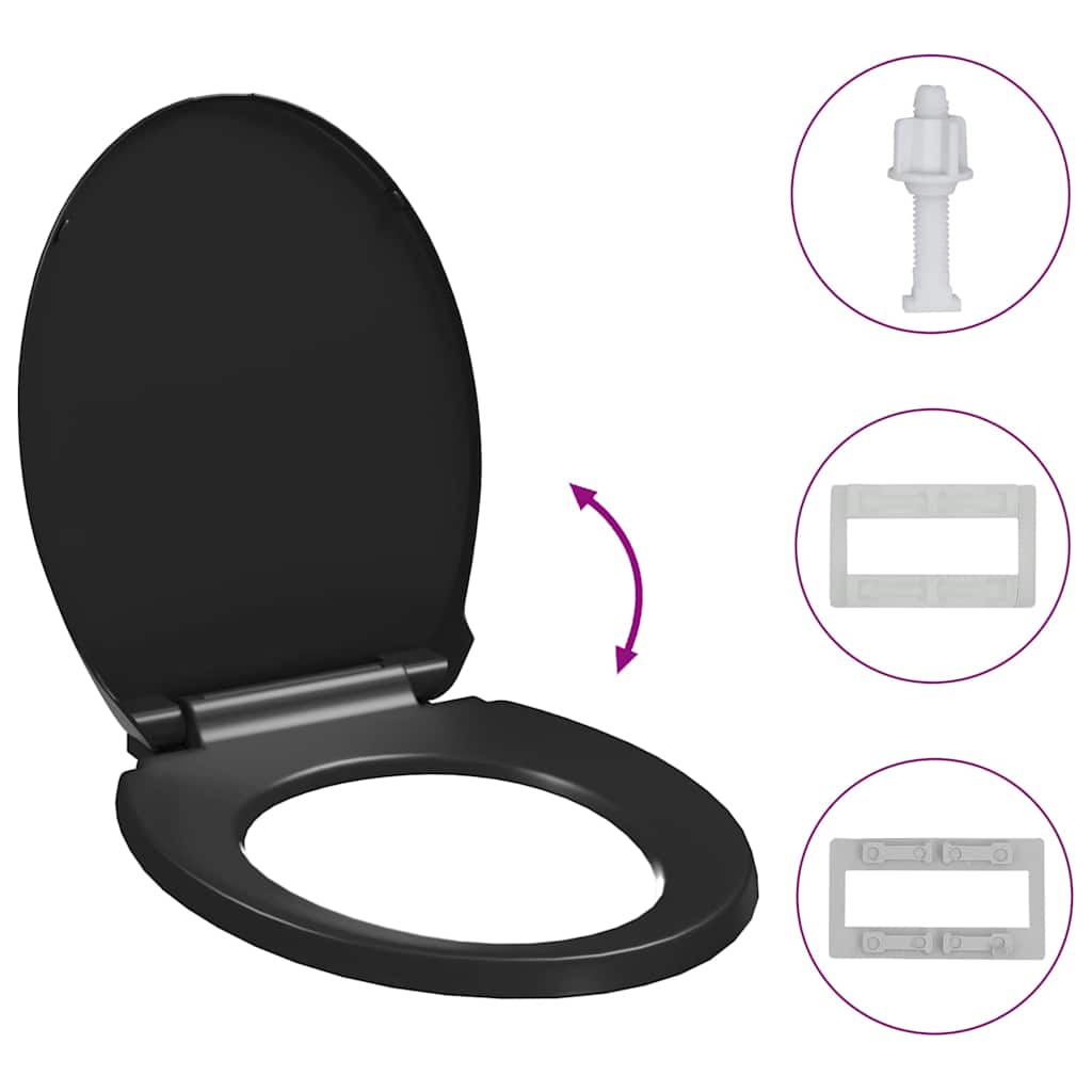 Κάλυμμα Λεκάνης με Soft Close & Quick Release Μαύρο - PAKOBAZAAR