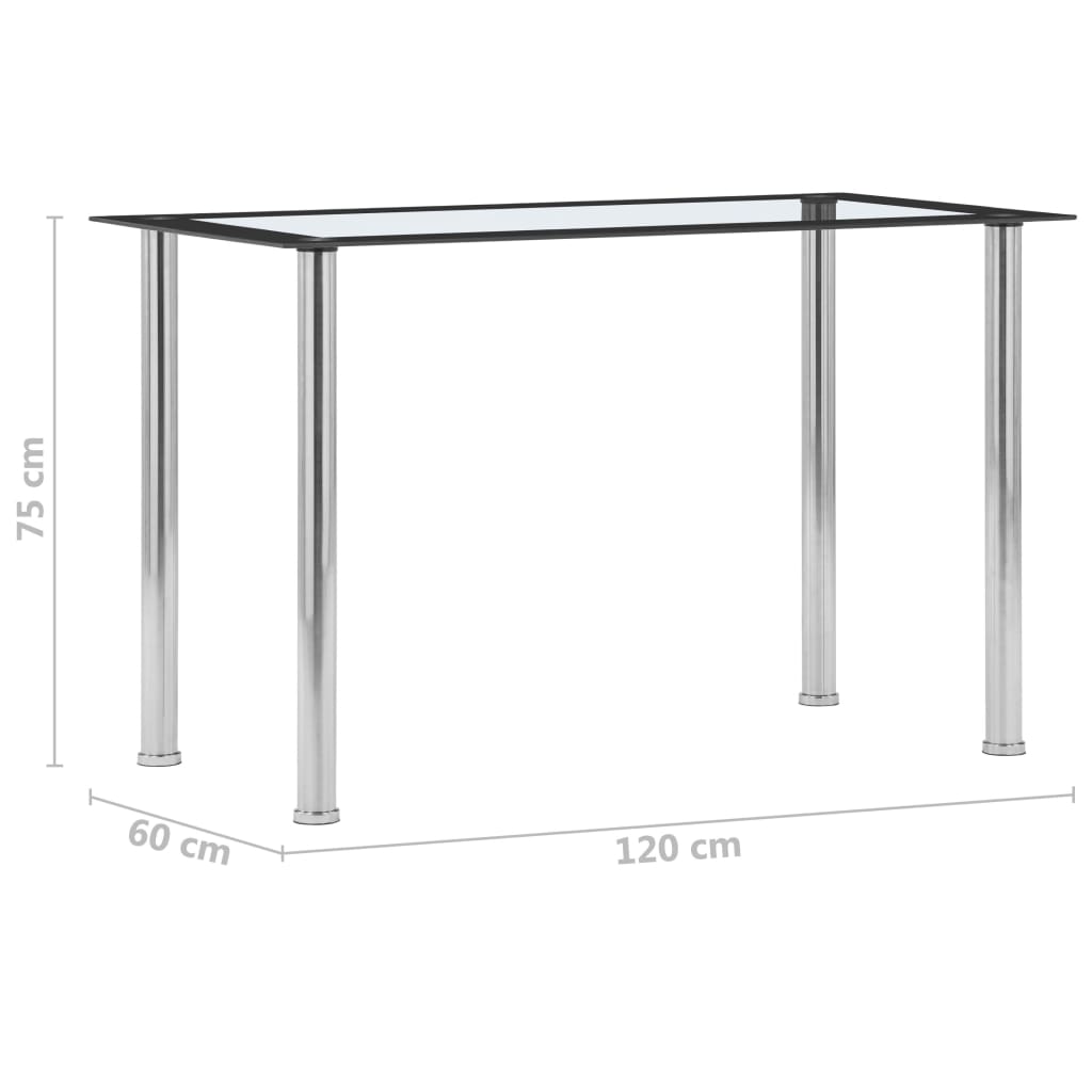 Τραπεζαρία Μαύρη / Διαφανής 120 x 60 x 75 εκ. από Ψημένο Γυαλί - PAKOBAZAAR
