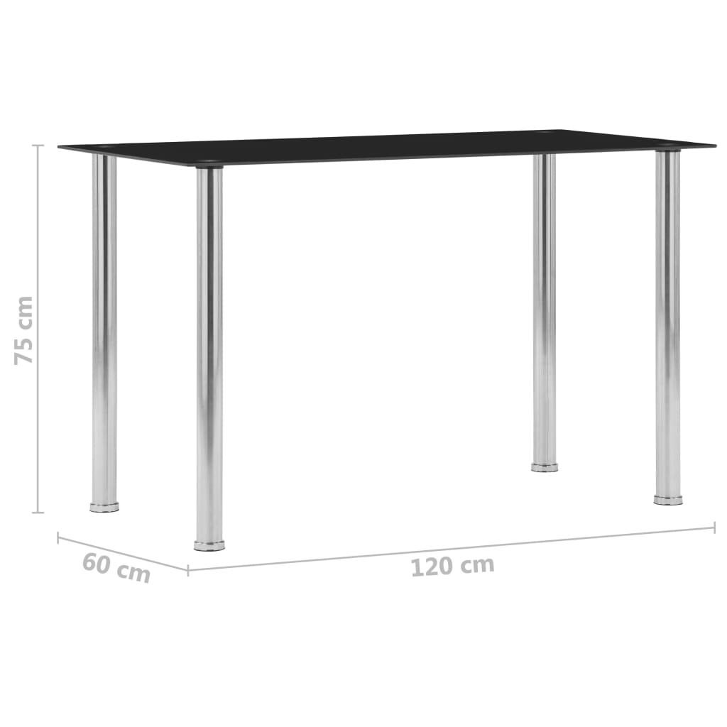 Τραπεζαρία Μαύρη 120 x 60 x 75 εκ. από Ψημένο Γυαλί - PAKOBAZAAR