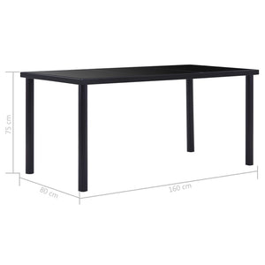Τραπεζαρία Μαύρη 160 x 80 x 75 εκ. από Ψημένο Γυαλί - PAKOBAZAAR