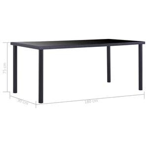 Τραπεζαρία Μαύρη 180 x 90 x 75 εκ. από Ψημένο Γυαλί - PAKOBAZAAR