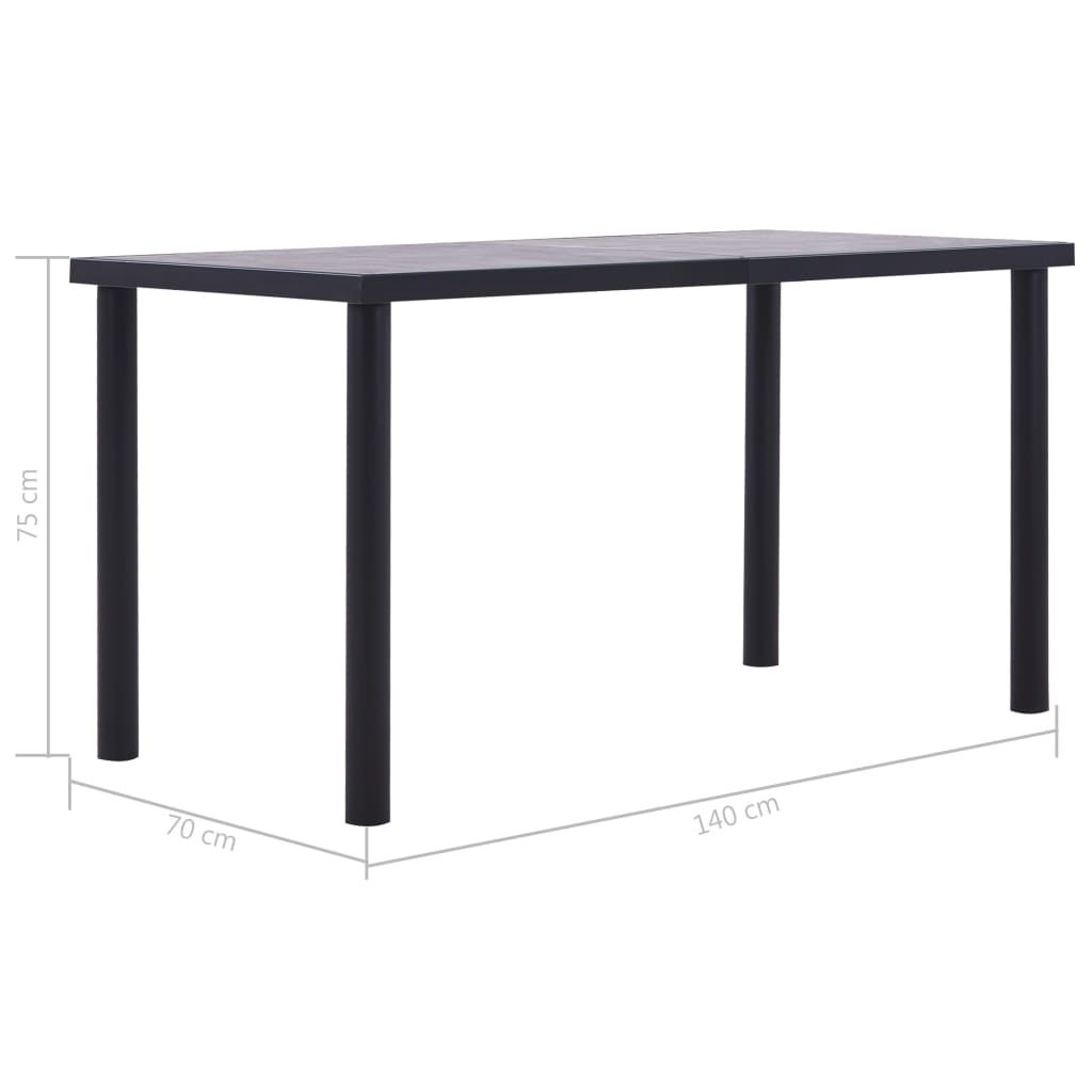Τραπεζαρία Μαύρο/Γκρι του Σκυροδέματος 140x70x75 εκ. από MDF - PAKOBAZAAR