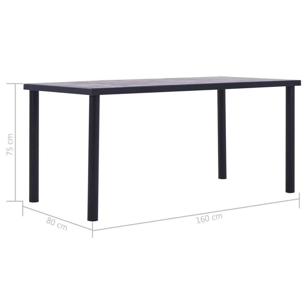 Τραπεζαρία Μαύρο/Γκρι του Σκυροδέματος 160x80x75 εκ. από MDF - PAKOBAZAAR
