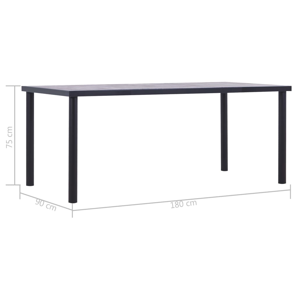 Τραπεζαρία Μαύρο/Γκρι του Σκυροδέματος 180x90x75 εκ. από MDF - PAKOBAZAAR