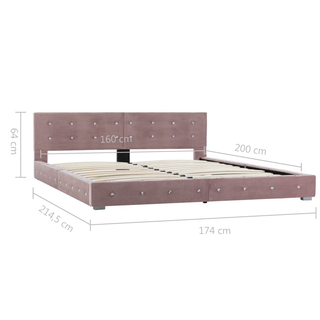 Πλαίσιο Κρεβατιού Ροζ 160 x 200 εκ. Βελούδινο - Pakobazaar