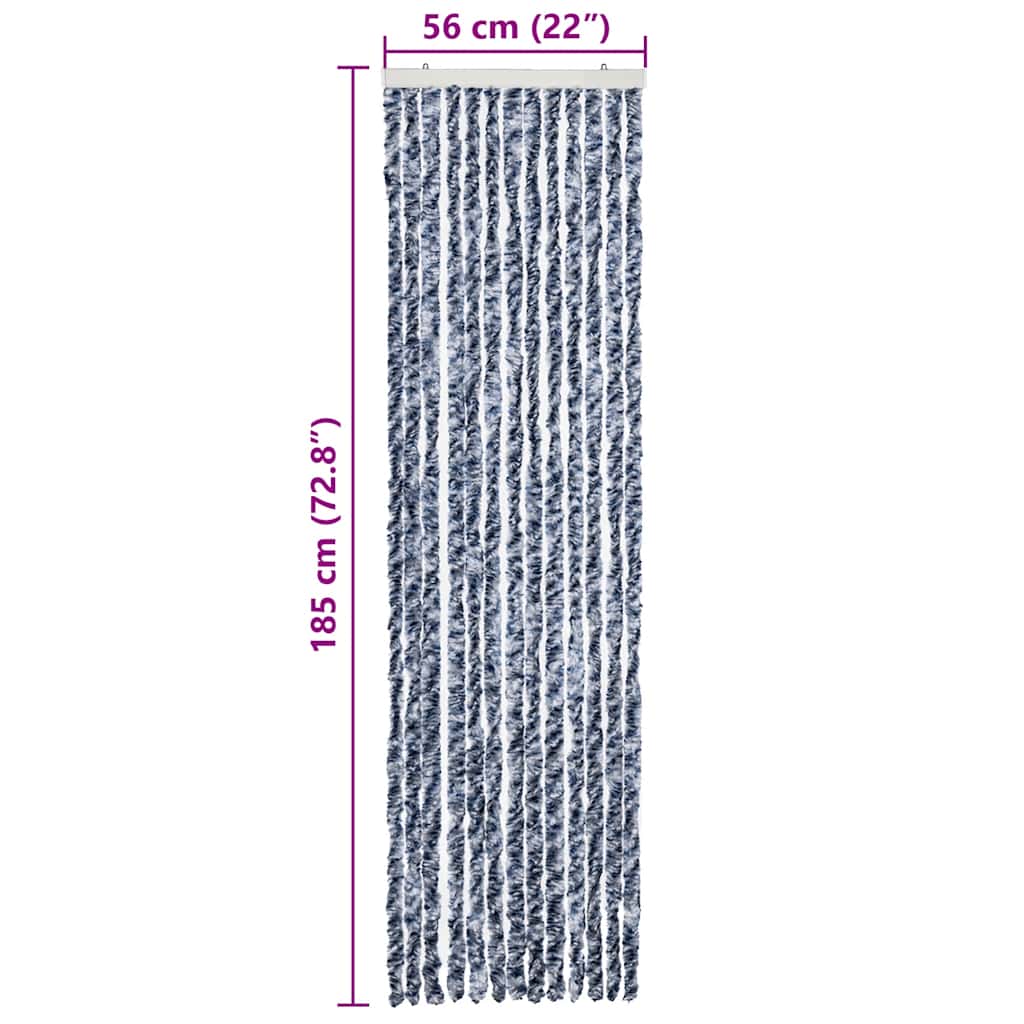 Σήτα - Κουρτίνα Πόρτας Μπλε/Λευκό/Ασημί 56 x 185 εκ. από Σενίλ - PAKOBAZAAR
