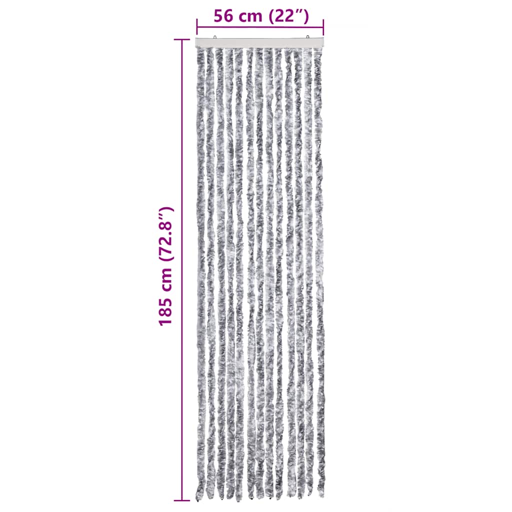 Σήτα - Κουρτίνα Πόρτας Λευκό / Γκρι 56 x 185 εκ. από Σενίλ - PAKOBAZAAR
