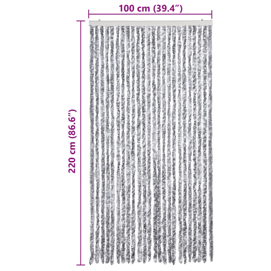 Σήτα - Κουρτίνα Πόρτας Λευκό / Γκρι 100 x 220 εκ. από Σενίλ - PAKOBAZAAR
