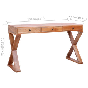 Γραφείο Υπολογιστή Φυσικό Χρώμα 132x47x77 εκ. από Μασίφ Μαόνι