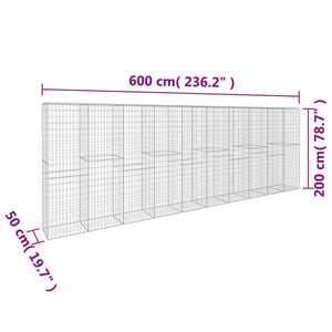 Συρματοκιβώτιο Τοίχος 600x50x200 εκ. Γαλβαν.Χάλυβας + Κάλυμμα - PAKOBAZAAR