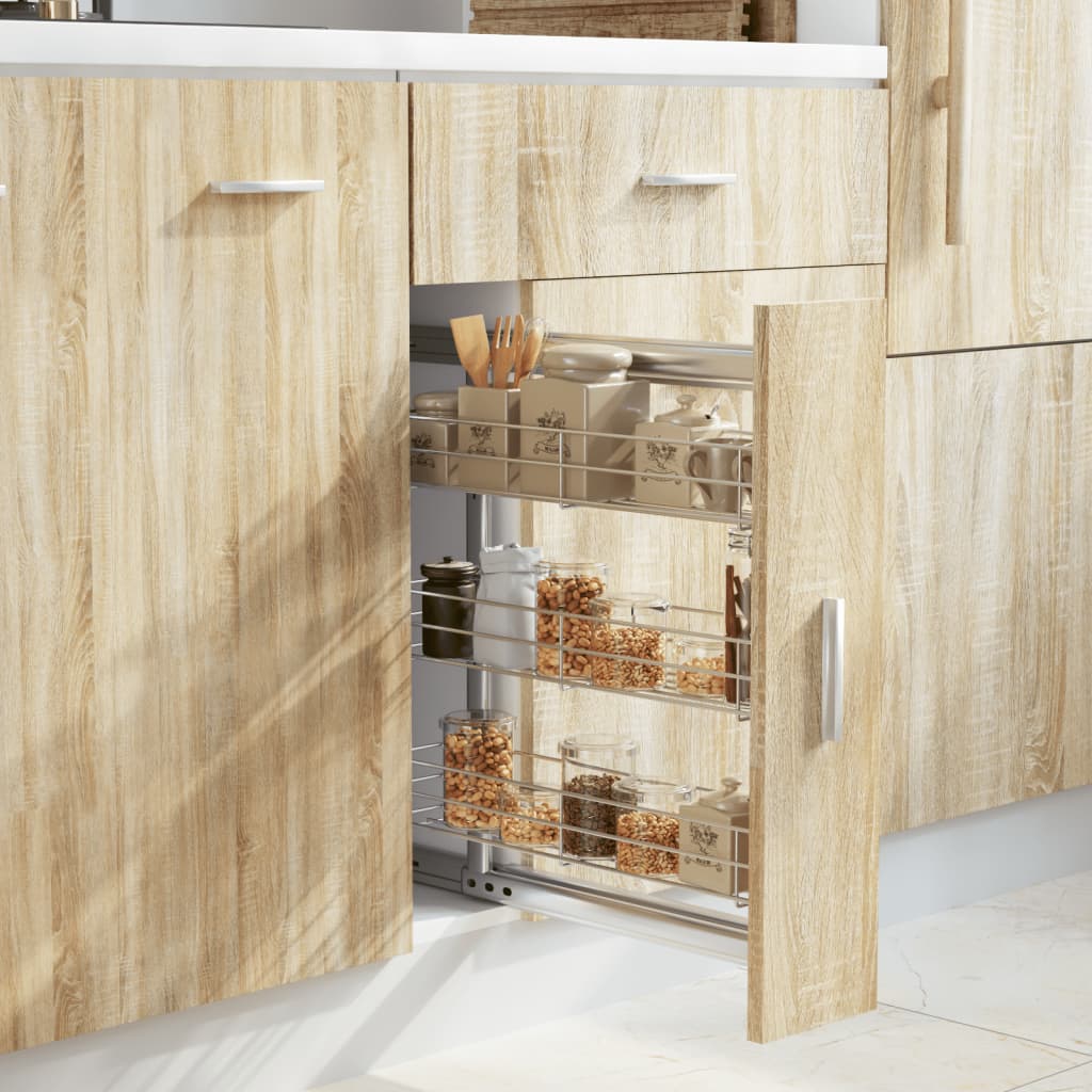 Βαγονέτο Κουζίνας Τριώροφο Συρόμενο Ασημί 47x15,5x55,5 εκ Συρμ. - Pakobazaar